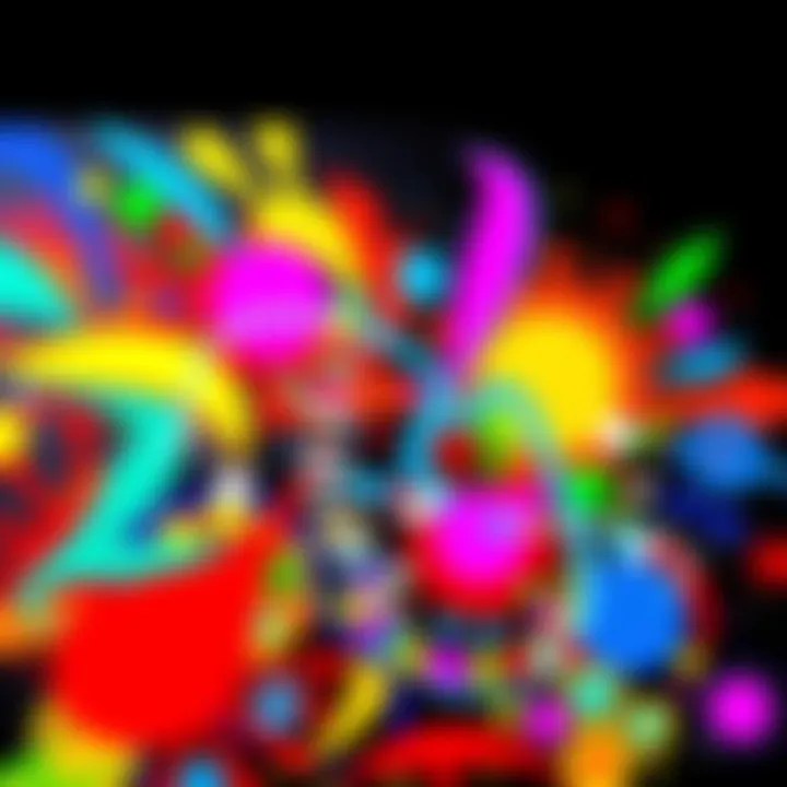 AI-generated art piece A colorful abstract painting created using AI tools, showcasing vibrant shapes and patterns illustrating creativity without financial limits