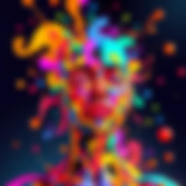A colorful AI-generated artwork that evokes strong emotions, showcasing abstract shapes and forms representing human feelings.