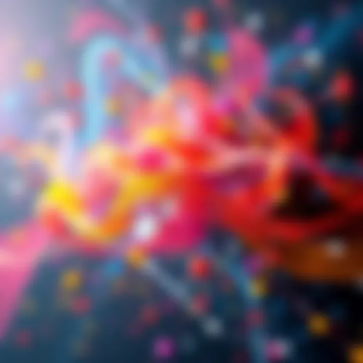 Colorful abstract artwork created by artificial intelligence showcasing creativity