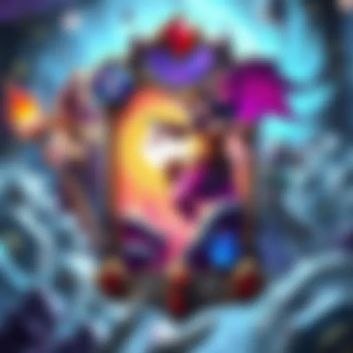 A vibrant card with fantasy-themed illustrations created by AI, showcasing characters and unique artwork for a game