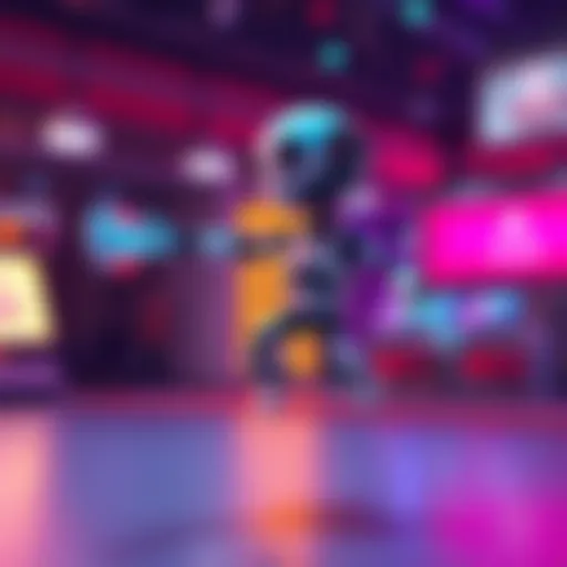A realistic animated character moving fluidly in a vibrant setting, showcasing advanced AI technology.