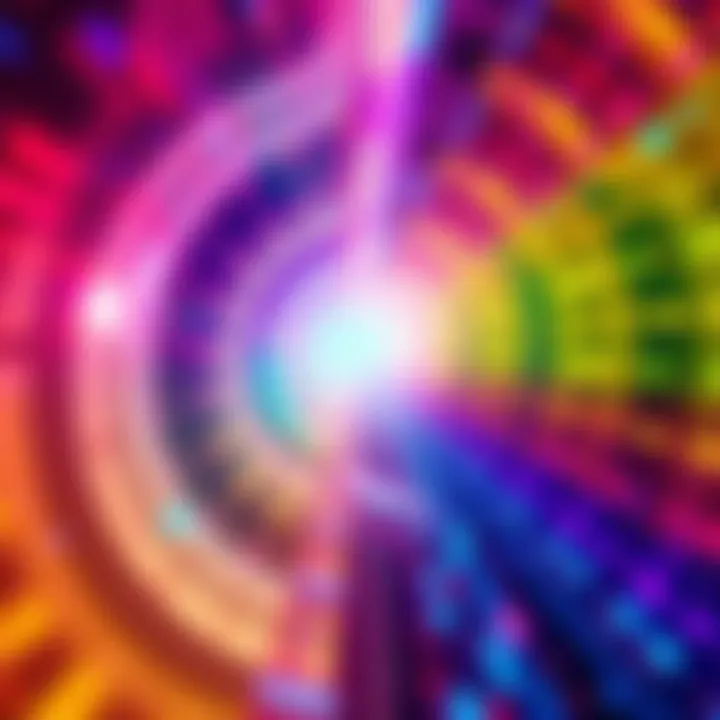 A vibrant, abstract image showcasing the creative outputs of AI through innovative prompts.