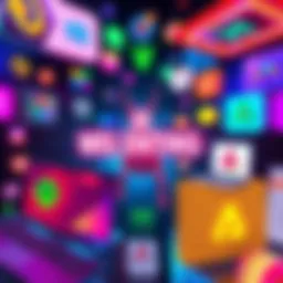 A vibrant digital artwork showcasing various Ai-generated design elements like logos, product packaging, and web layouts, highlighting creativity and technology in design.