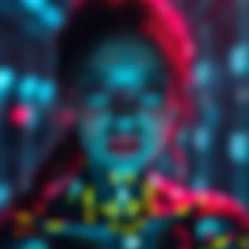A digital art representation of a female character created using generative software.