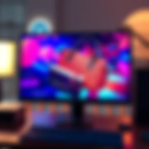 A computer screen displaying a vibrant ad created by AI for a handbag company, showcasing eye-catching visuals and text.