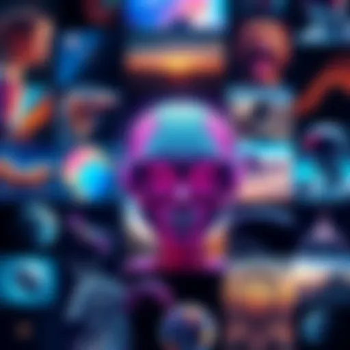 A collage of various AI-generated images, featuring vibrant artwork and creative designs, showcasing the debate around watermarking in digital media
