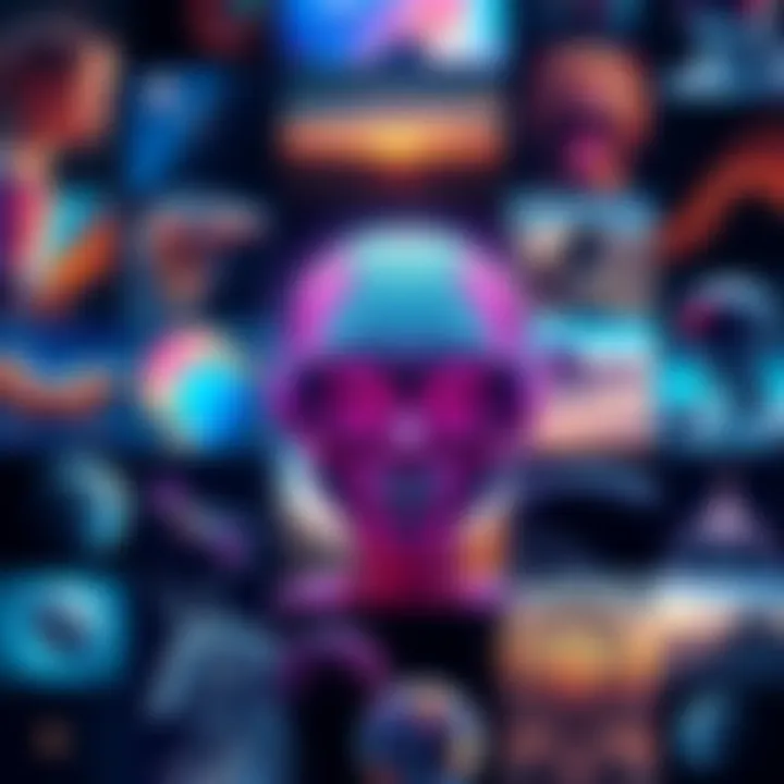 A collage of various AI-generated images, featuring vibrant artwork and creative designs, showcasing the debate around watermarking in digital media