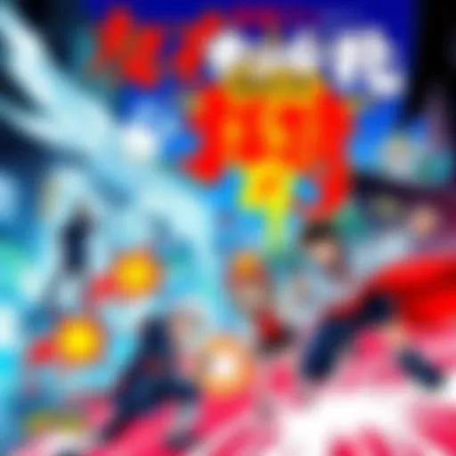 A colorful cover of an AI-generated manga featuring vibrant characters and dynamic action scenes.