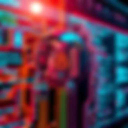 An illustration of an AI interface connected to the Godot game engine, showing code and design elements merging together.