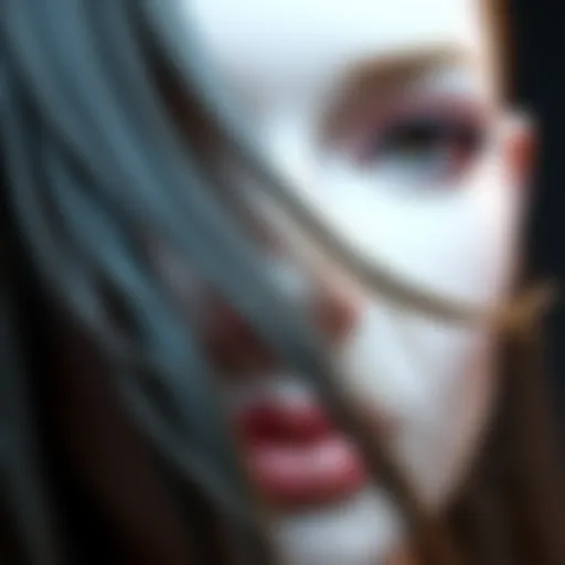 A close-up of an AI model showcasing realistic hair placement with single strands highlighted.