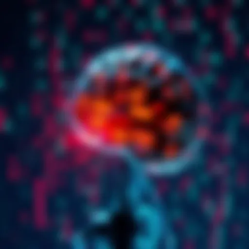 A visual depiction of AI creating incorrect information, with a brain and digital code in the background.