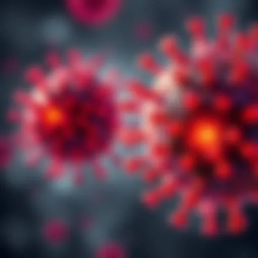 A digital representation of AI technology alongside a cancer cell, illustrating the potential of AI in medicine and the risks of creating pandemics.