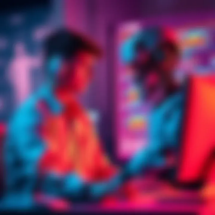 AI and Human Collaboration A human developer and an AI assistant working together on a computer, showcasing teamwork in software development.