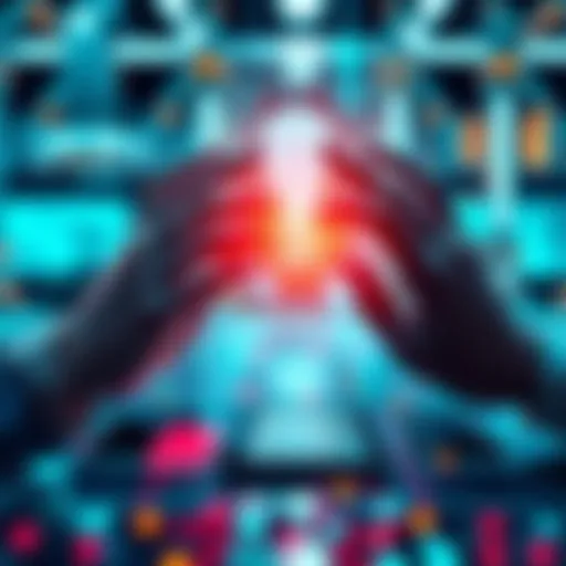 A visual representation of AI and human hands working together on a digital project with a transparent interface showing data flow.