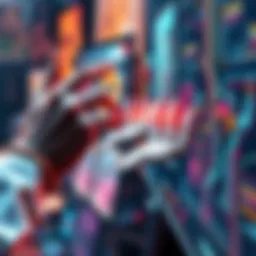 A human hand and a robotic hand working together on a digital canvas, symbolizing the balance of taste and creation in art