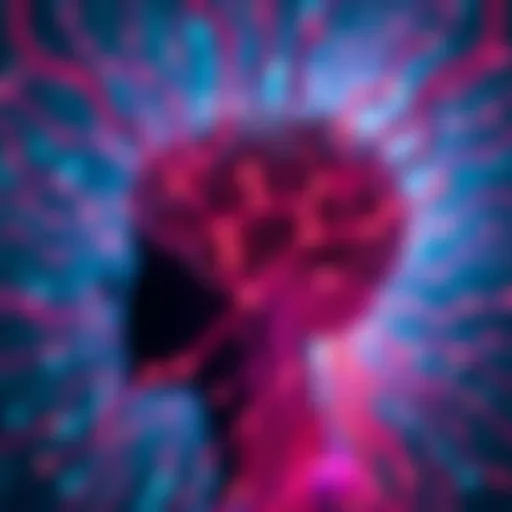 A visual representation of artificial intelligence interacting with human thought, showing a brain and circuit patterns merging together.