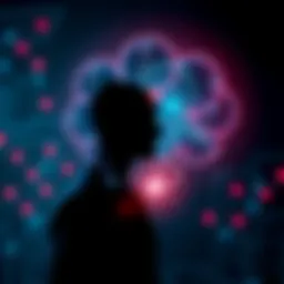 A human silhouette and a robotic figure merging in a thought bubble, symbolizing the connection between AI and human identity.