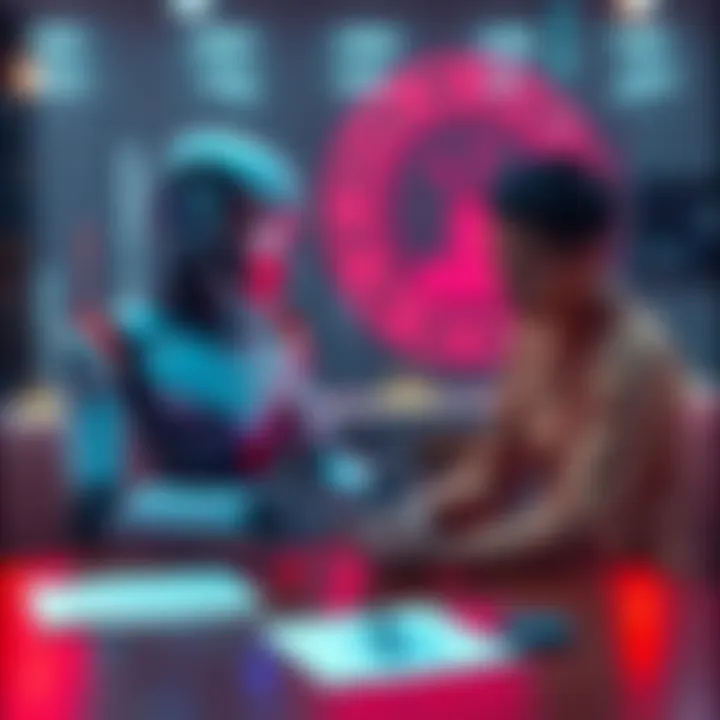 A robot and a human sitting together at a table, discussing decision-making with charts and notes in front of them.