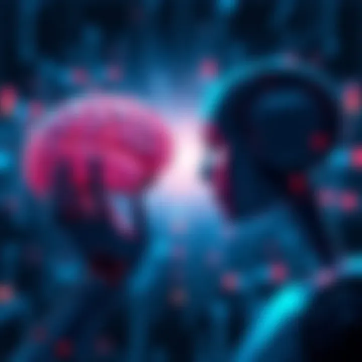 A human brain and a robotic hand reaching for each other, symbolizing the relationship between AI and human intelligence.