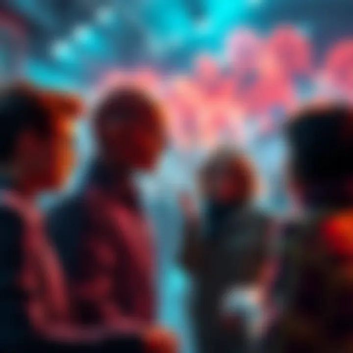 People engaging in a heated debate about the use of AI-generated images in art, with opposing views evident.
