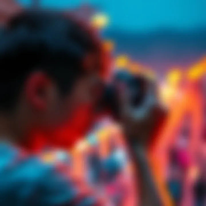A person capturing an AI-generated image using a camera, showcasing the blend of technology and photography.