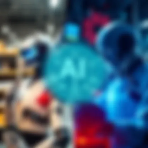 A collage showing robots in healthcare, a classroom with AI tools, and manufacturing with automation