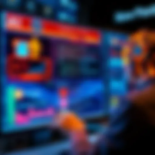 A person interacting with a computer screen displaying AI prompts and responses, illustrating prompt engineering's role in guiding artificial intelligence.