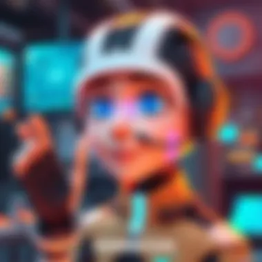 Illustration showing an animated character with a digital AI interface, representing the integration of AI in the animation industry.