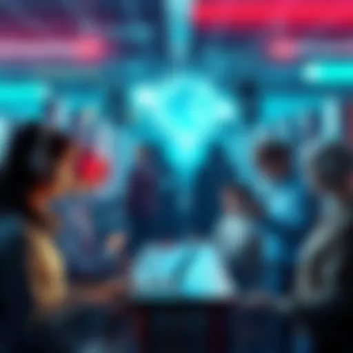 A group of people engaged with various AI tools in their daily routines, showcasing practical examples of AI in action.
