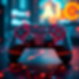A futuristic game controller with digital elements, representing AI-created games