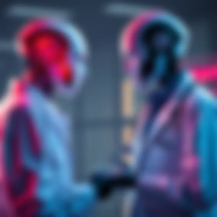 A robot and a doctor discussing patient care, illustrating the integration of AI in healthcare.