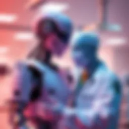 A robot and a doctor working together in a hospital setting, symbolizing the integration of AI in medical professions.