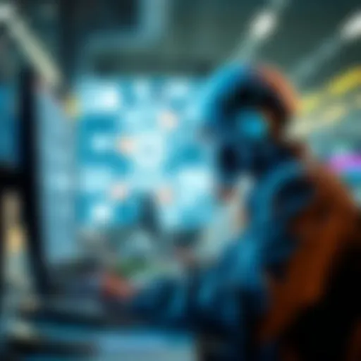 A worker using a computer alongside an AI interface, illustrating the integration of technology in American jobs