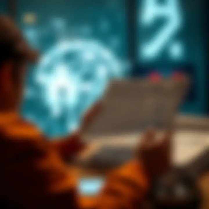 A person reading a Psychology Today article on AI dangers, with a digital AI outline subtly appearing in the background, symbolizing AI's hidden involvement.