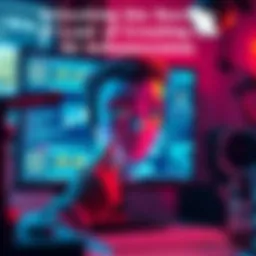 A digital artist creating an AI influencer with emotional features on a computer screen, showcasing a blend of technology and creativity.