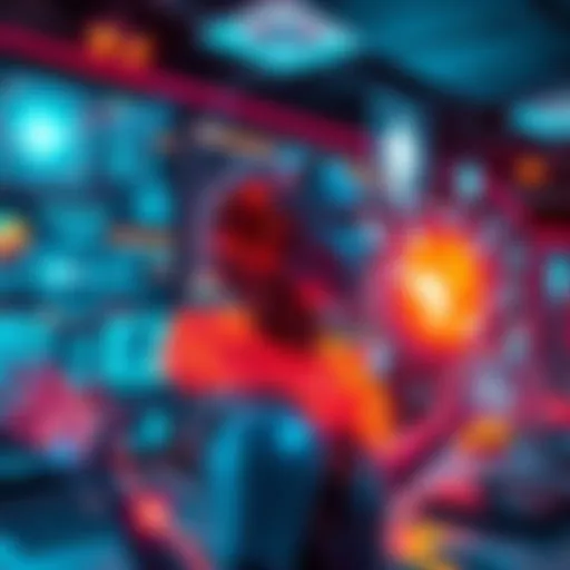 A futuristic scene showing AI technology assisting in healthcare, research, and environmental conservation through various digital interfaces and holograms.