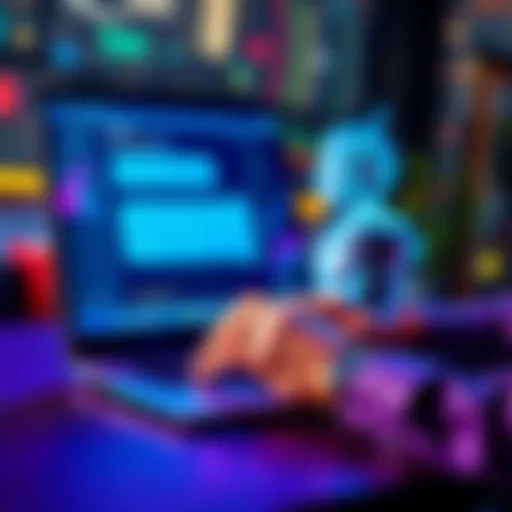 A person typing a question on a laptop while an AI chatbot appears on the screen, illustrating the interaction between user queries and AI responses.