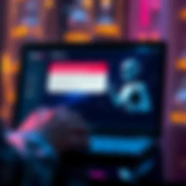 A person typing on a laptop with a chatbot on the screen, showing a dialogue without key context.