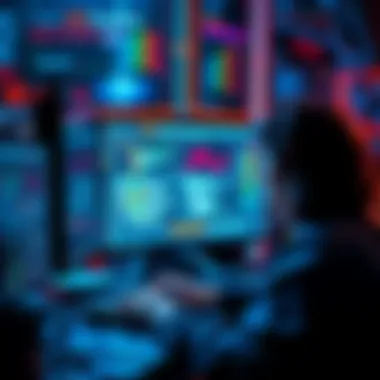 Person using a computer to communicate with AI applications for coding and writing
