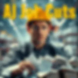 A worker looking worried amidst a pile of job applications and a robot in the background, symbolizing AI's impact on employment