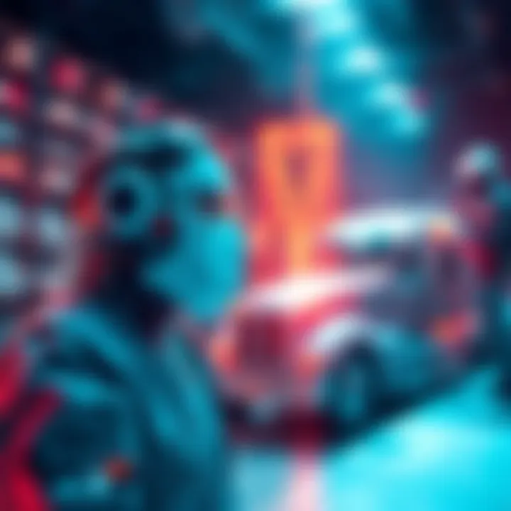 A visual representation of artificial intelligence affecting various jobs, featuring icons of healthcare workers and truck drivers being impacted