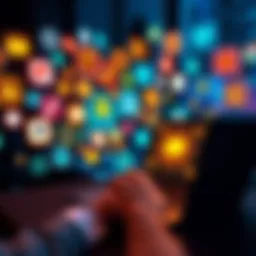 A person using a laptop surrounded by icons of various AI learning tools, showcasing technology for mastering subjects.