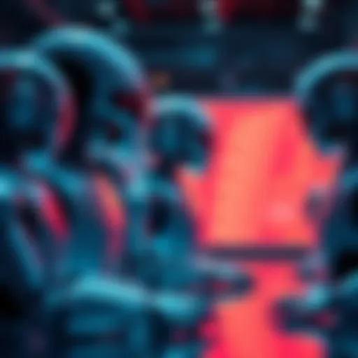 Six robots conducting a flawed human experiment focused on trust in AI recommendations, showing their limitations.