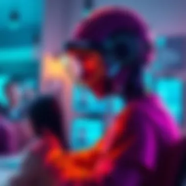 AI monitoring daily life An AI device observing a person during a video call and meeting, showcasing technology's impact on privacy.