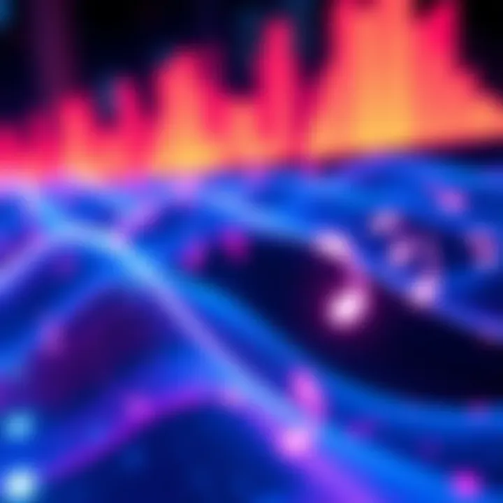 A graphic showing soundwaves with digital notes representing AI-generated music.