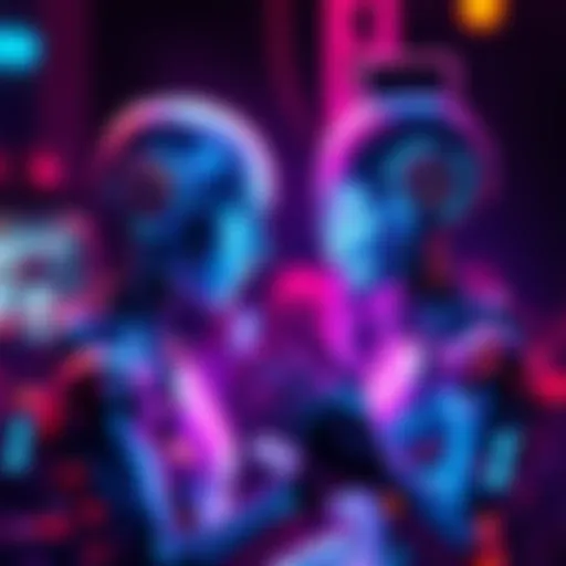 A digital representation of a human artist and an AI generating music together, symbolizing the debate on ownership rights in creative fields.