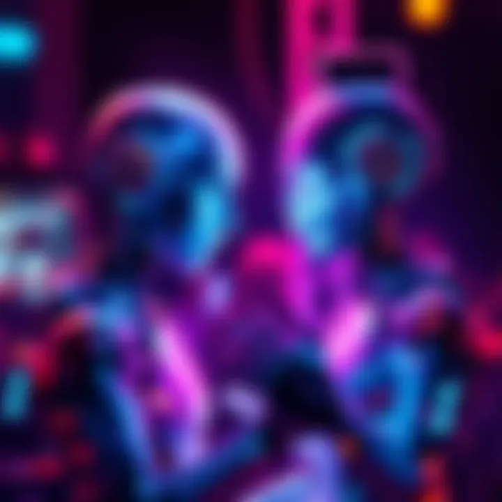 A digital representation of a human artist and an AI generating music together, symbolizing the debate on ownership rights in creative fields.