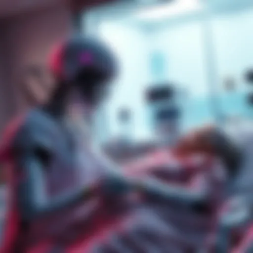 A robotic nurse interacting with a patient in a hospital setting, showing concerns about AI in healthcare