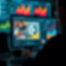A computer screen showing an AI program processing personal photos with data analysis graphs and charts in the background.