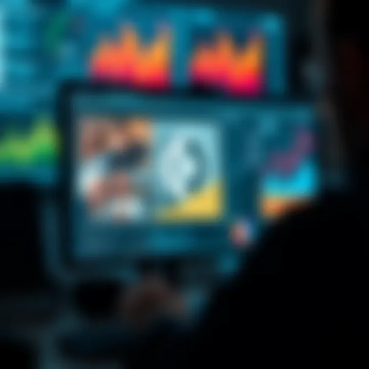 AI Analyzing Photos A computer screen showing an AI program processing personal photos with data analysis graphs and charts in the background.